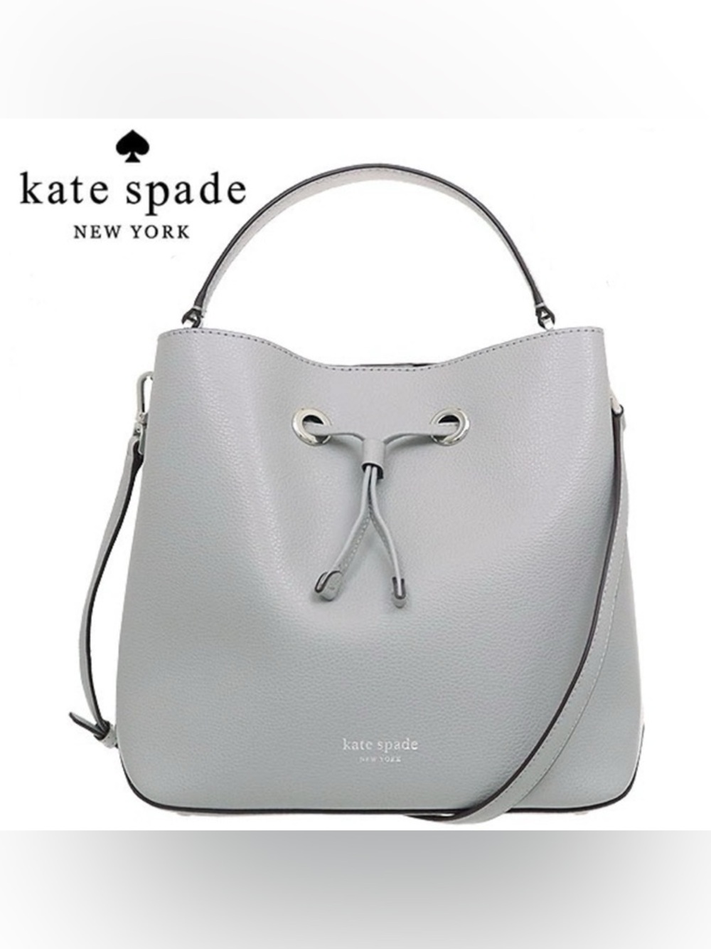 kate spade New York Eva Large Light Gray Bucket Bag